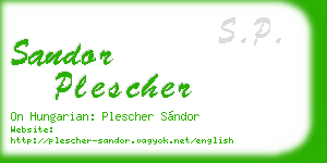 sandor plescher business card